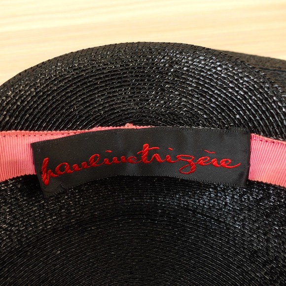 Vintage Gothic Cottagecore Wide Brim Straw Hat PAULINE TRIGERE Black Runway USA main image 14